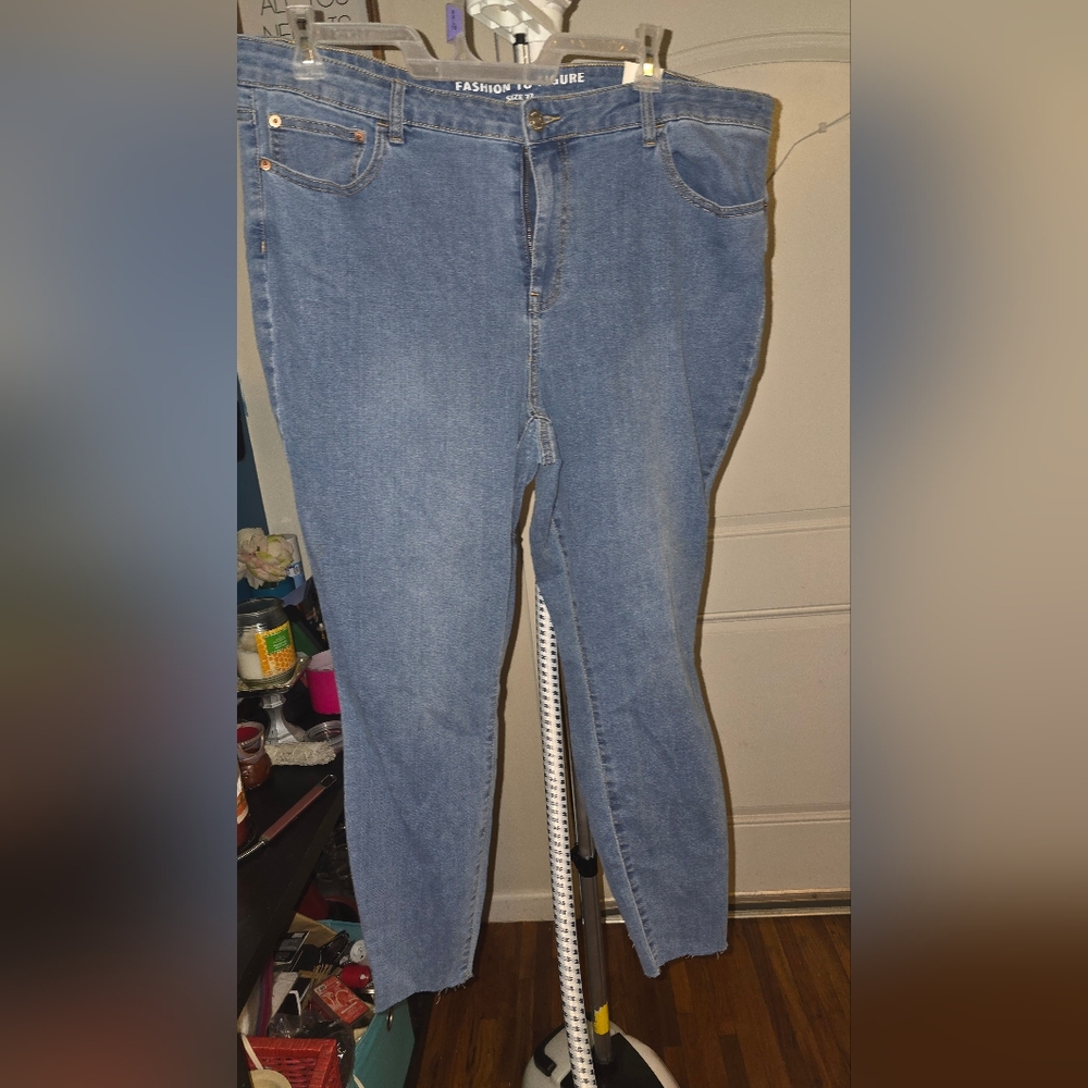 Fashion to Figure Blue Skinny Jeans with Diagonal Zipper